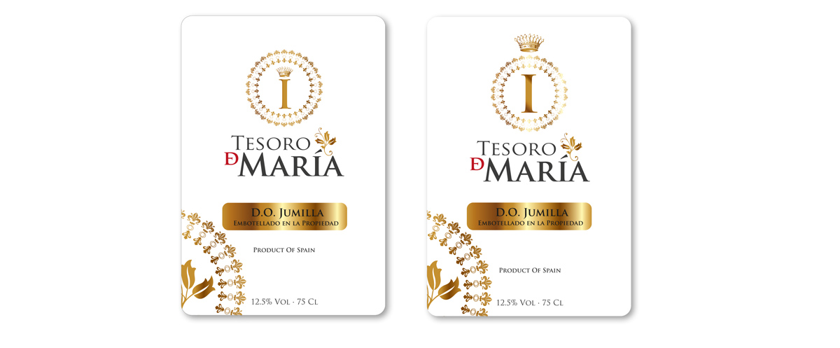 Diseño packaging y etiquetas para vino tinto para venta en China - Tesoro de María