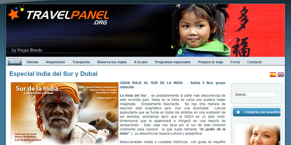 Travel Panel: Portfolio of design, creation and programming of web pages for travel agencies and tour operators