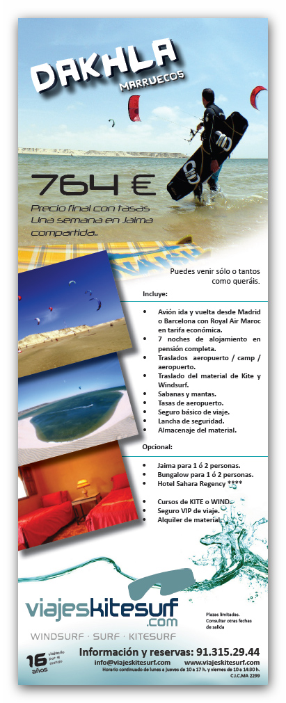 Creación maquetacion folletos, diseño grafico, revistas, catálogos - Viajes Kitesurf - Maquetación anuncio en prensa de los Roques